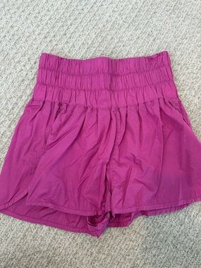 FP Movement by Free People High-Waist Smocked Shorts - Magenta